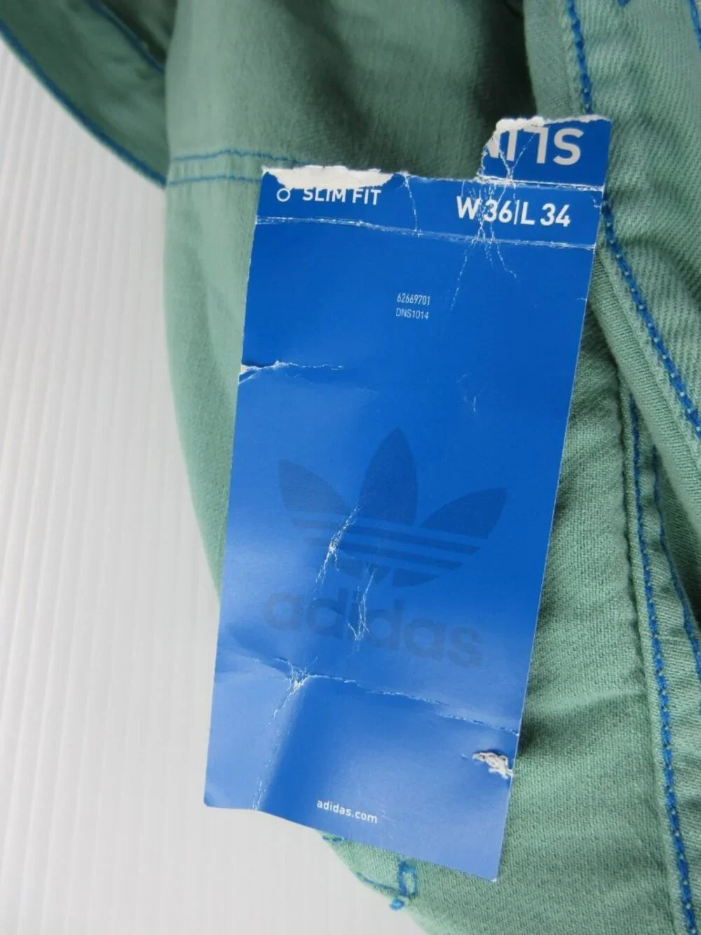 Adidas Jeans 36X31 Originals Slim Fit Straight Button Fly Denim NEW